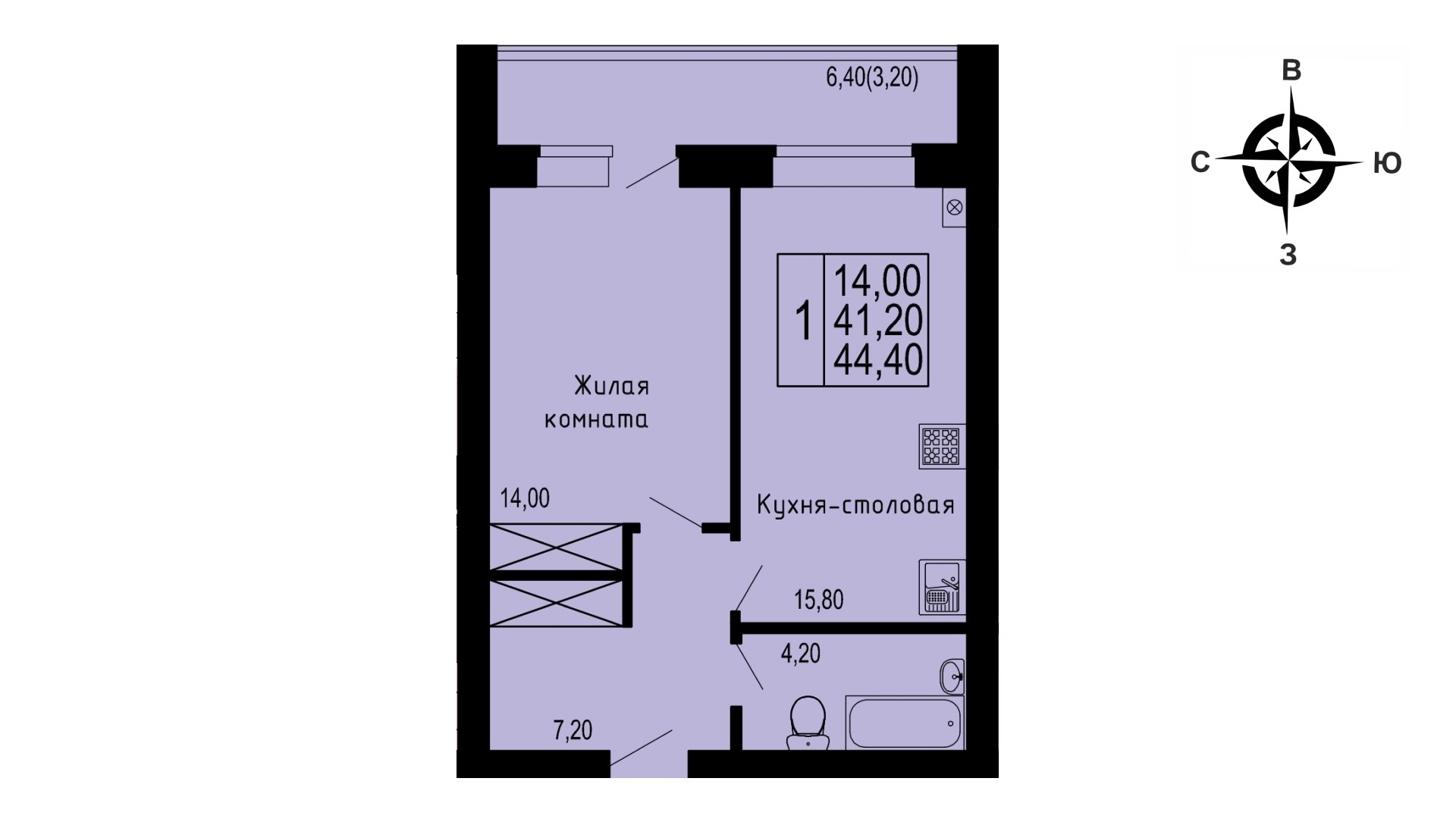 планировка квартиры 44 м2